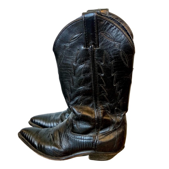 Code West Shoes - Code West Black Leather Cowboy Boots Size 5.5